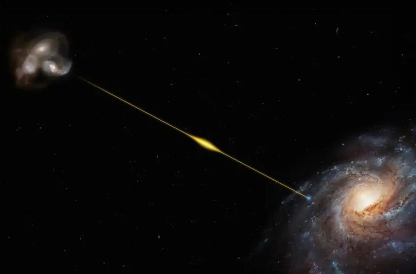 Astronomers Detect Powerful Radio Waves from a Galaxy 8 Billion Light-Years Away